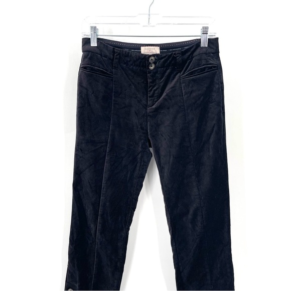 Anthropologie The Essential Slim Black Velvet Corduroy Button Ankle Crop Pants - Picture 3 of 8